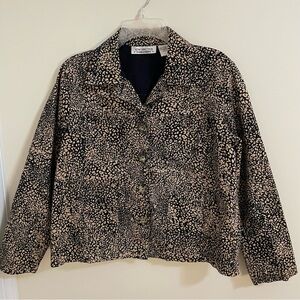 New Directions Black and Tan Patterned Button Up Cotton Jacket Women’s Size S